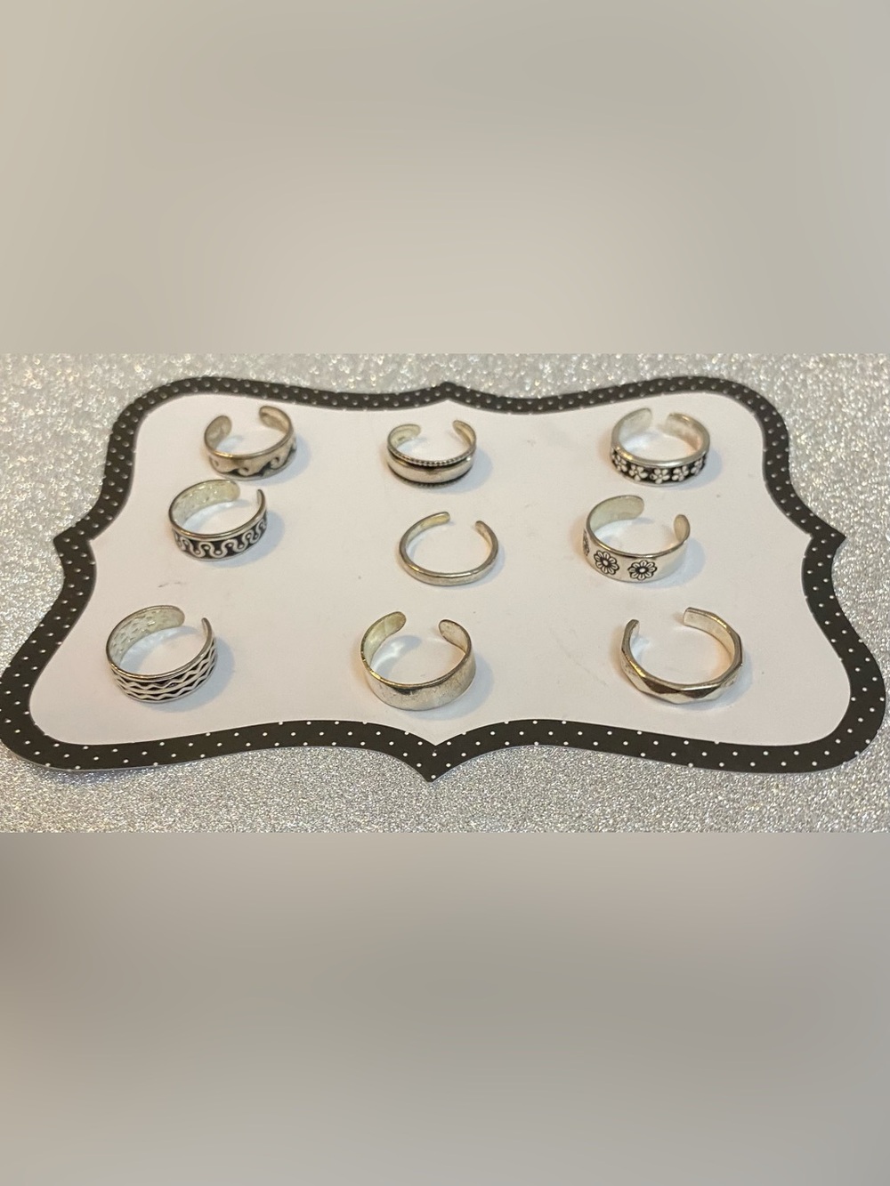 Vintage Set of Silver plated Adjustable Toe/Stackable Rings - 9 Pieces
